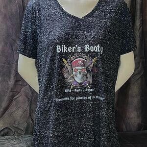 Biker’s Booty Ladies Graphic Tee with Skull Design